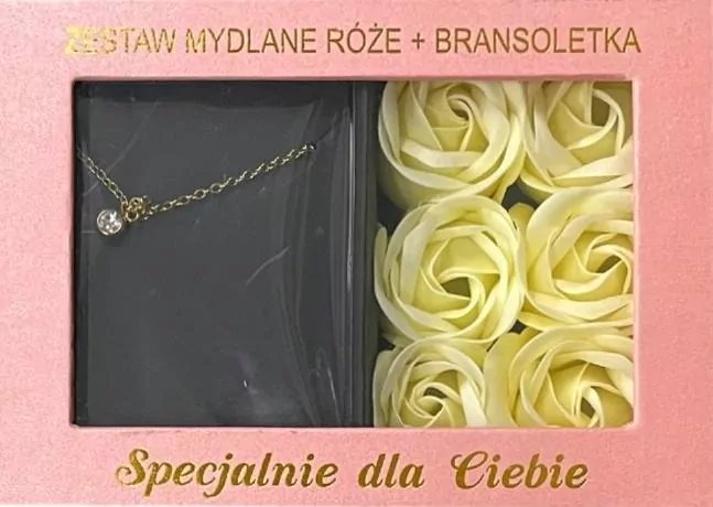 Bransoletka i mydlane róże ecru - tantis.pl