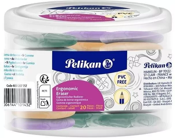 Gumka do ścierania Ergonomic (20szt) PELIKAN - tantis.pl