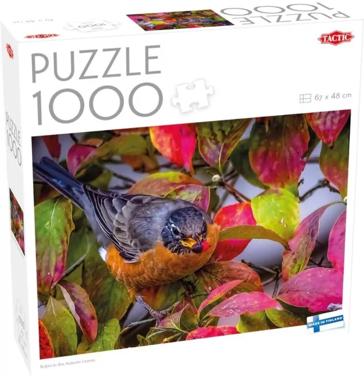 Puzzle 1000 Robin w jesiennych liściach - tantis.pl