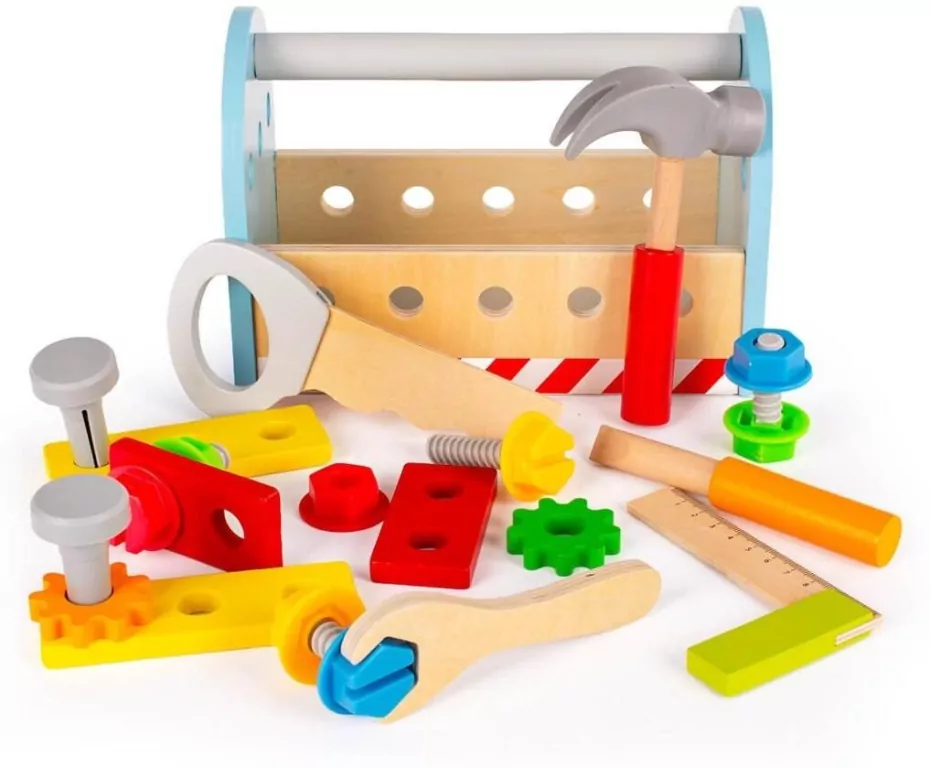 Skrzynka z narzędziami drewniana Montessori - tantis.pl
