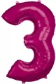 Balon foliowy cyfra 3 różowa 58x86cm - tantis.pl