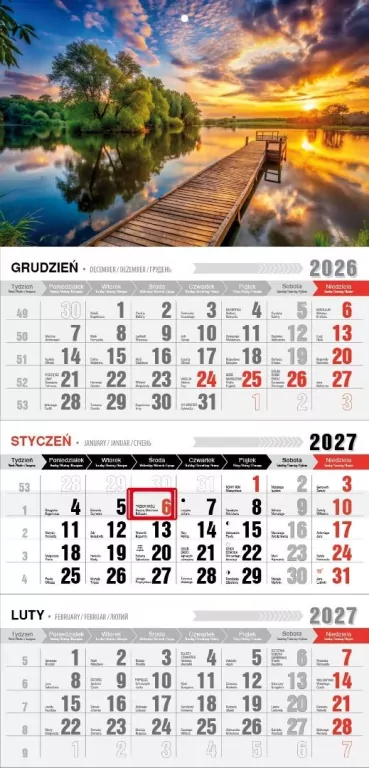 Kalendarz 2027 trójdzielny ekonomiczny Mazury - tantis.pl
