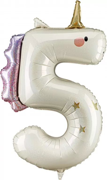 Balon foliowy Cyfra 5 Jednorożec 93cm - tantis.pl