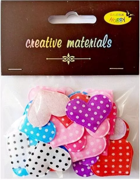 Aplikacje materiałowe serca w kropeczki 3cm - tantis.pl