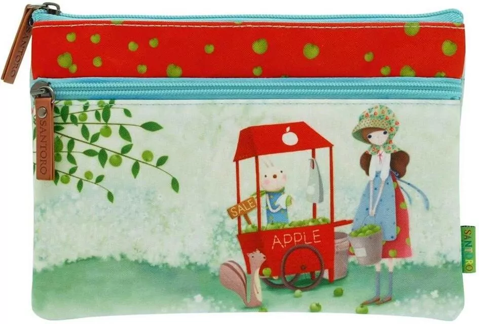 Płaska saszetka z dwoma suwakami. An Apple A Day - tantis.pl