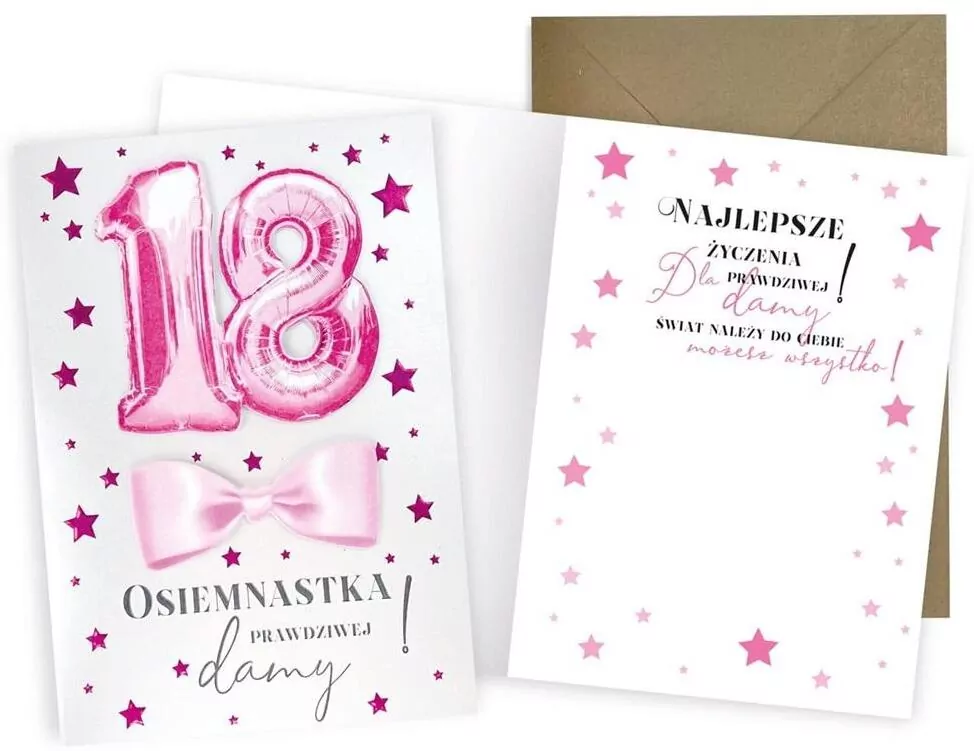 Karnet okolicznościowy. Urodziny 18. Kukartka - tantis.pl
