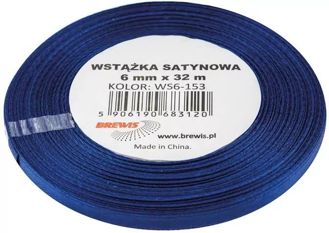 Wstążka satynowa granatowa 6mmx32m - tantis.pl