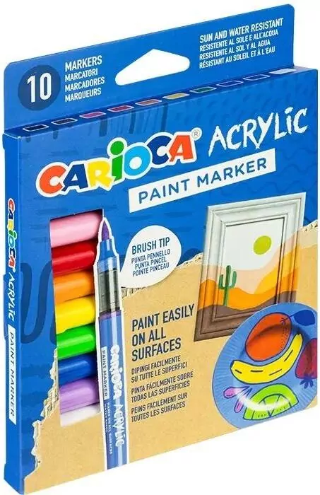 Markery akrylowe z pędzelkiem 10 kolorów CARIOCA - tantis.pl