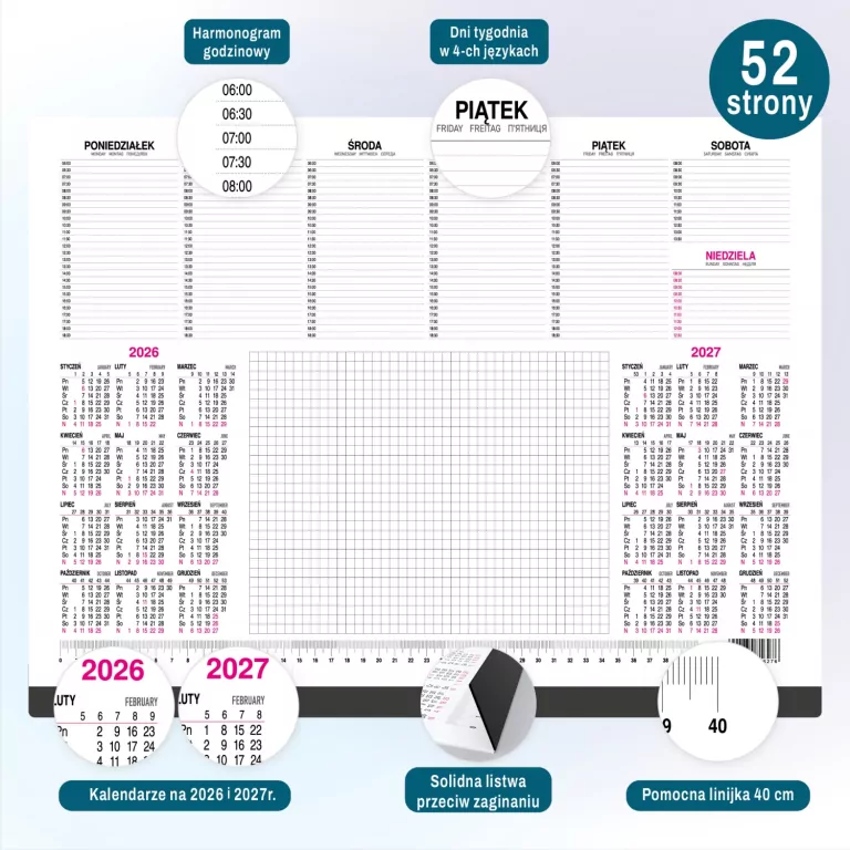 Kalendarz 2026/2027 biuwar 48,8x33,8cm - tantis.pl