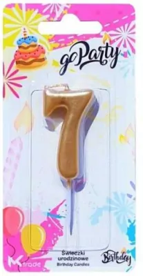 Świeczka urodzinowa "7" złota