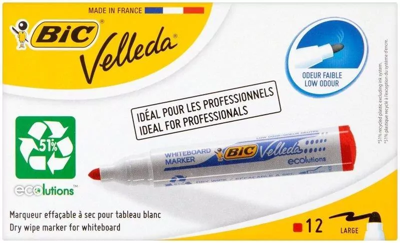 Marker Velleda Eco okrągły czerwony (12szt) BIC - tantis.pl