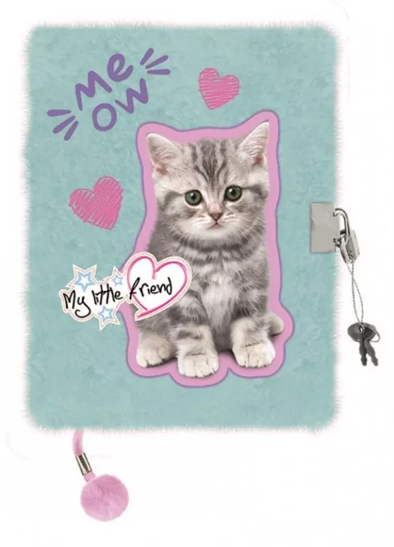 Pamiętnik z kłódką 3D włochacz A5 96k My Little Friend MINT KITTY - tantis.pl