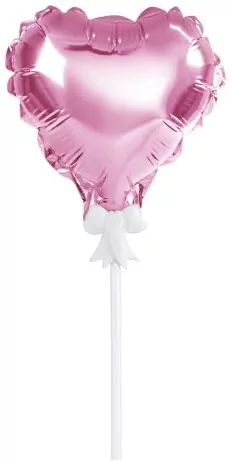 Balon foliowy na patyczku serce różowy - tantis.pl