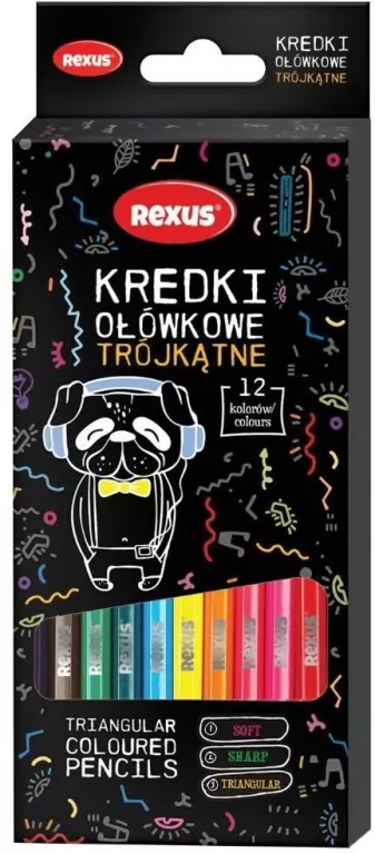 Kredki ołówkowe trójkątne 12kolorów - tantis.pl