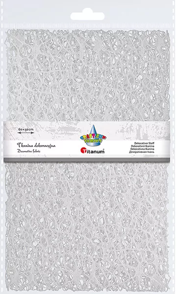 Tkanina dekoracyjna siatka koronkowa biała 60x50cm - tantis.pl