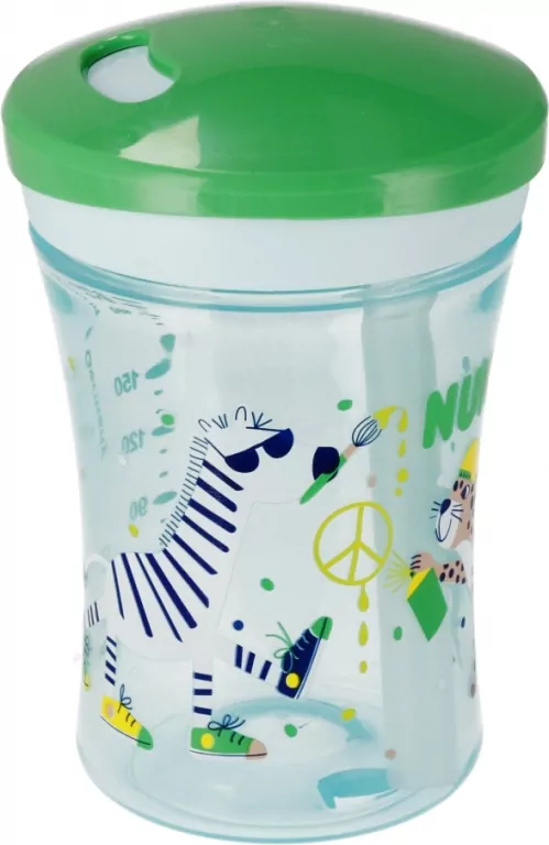 NUK. Atcion Cup. Kubek ze słomką zmieniający kolor 230ml. 12 miesięcy. Żyrafa - tantis.pl