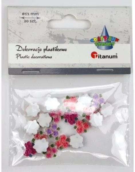 Dekoracje plastikowe róże 11mm 20szt - tantis.pl