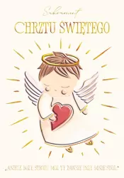 Karnet A5 Chrzest - Anioł z serduszkiem