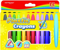 Keyroad. Kredki woskowe Twin Tips trójkątne, 12 kolorów