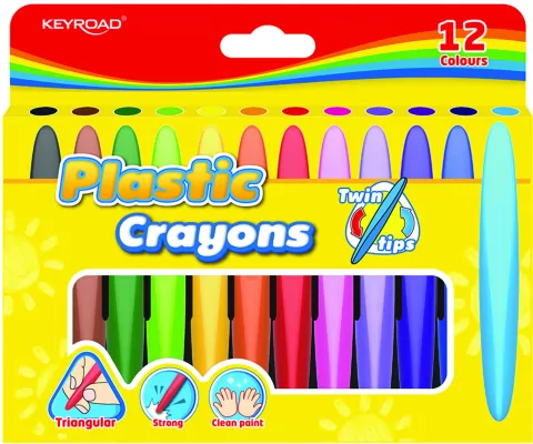 Keyroad. Kredki woskowe Twin Tips trójkątne, 12 kolorów