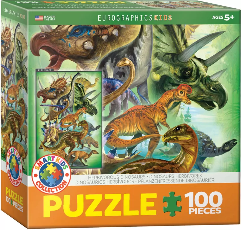 Puzzle 100 Smartkids Herbivorous Dinosaurs 6100-0360 - tantis.pl