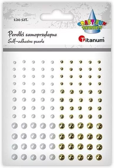 Perełki samoprzylepne okrągłe 120 szt białe złote - tantis.pl