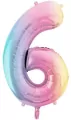 Balon foliowy cyfra 6 86cm pastel tęczowy - tantis.pl
