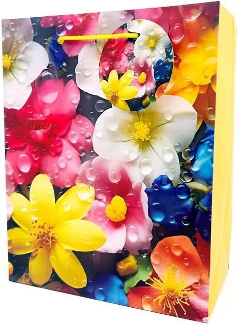 Torebka ozdobna matowa 18x23x10cm Kwiaty - tantis.pl