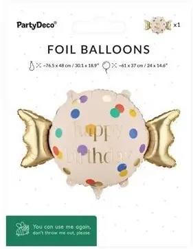 Balon foliowy Cukierek Happy Birthday 61x37cm - tantis.pl