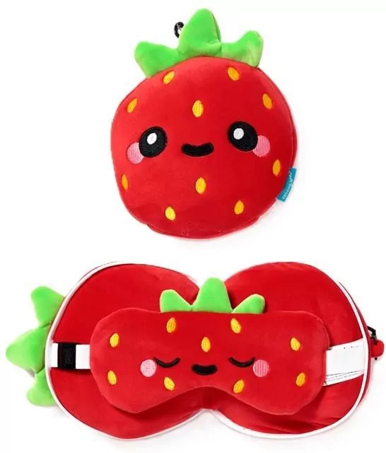 Poduszka podróżna i maska na oczy Strawberry - tantis.pl