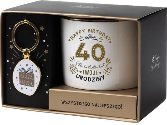 Zestaw prezentowy na 40 urodziny biało-złoty