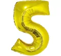 Balon foliowy cyfra "5" złota, 85cm - tantis.pl