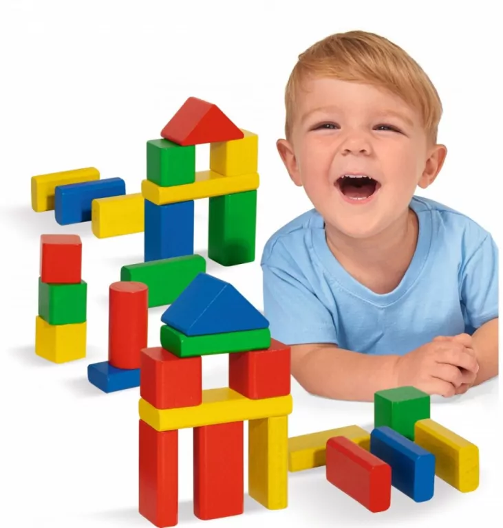 Kolorowe klocki w wiaderku. 50 elementów - tantis.pl