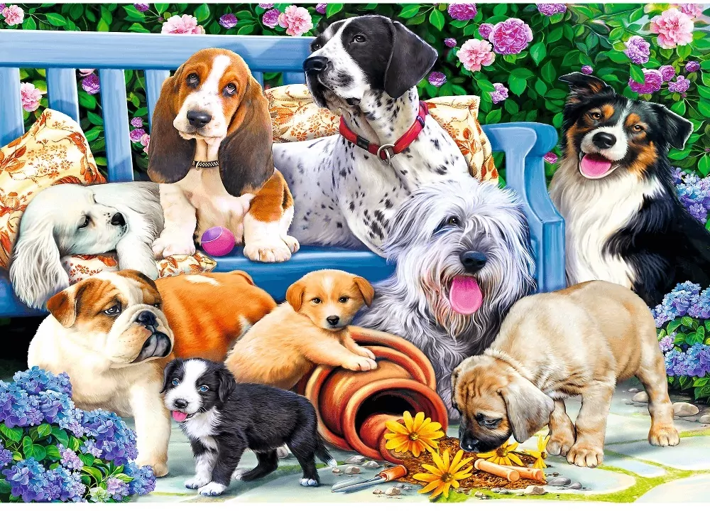 Psy w ogrodzie. 10556. Puzzle 1000. Trefl - tantis.pl