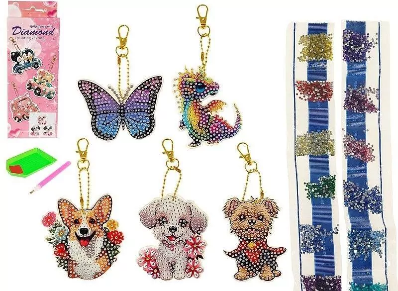 DIY breloczki z brekolami i diamencikami MIX - tantis.pl