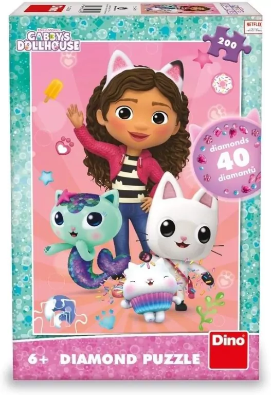 Puzzle 200 z diamencikami, Koci Domek Gabi - tantis.pl
