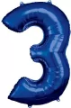 Balon foliowy cyfra 3 niebieska 58x86cm - tantis.pl