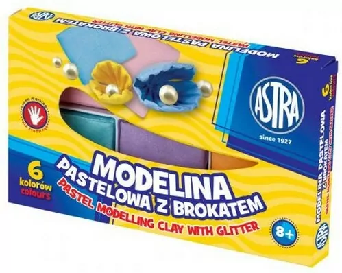 Modelina pastelowa z brokatem. 6 kolorów. - tantis.pl