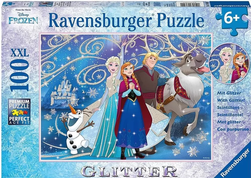 Puzzle 100 Kraina Lodu Błyszczący śnieg XXL brokat - tantis.pl