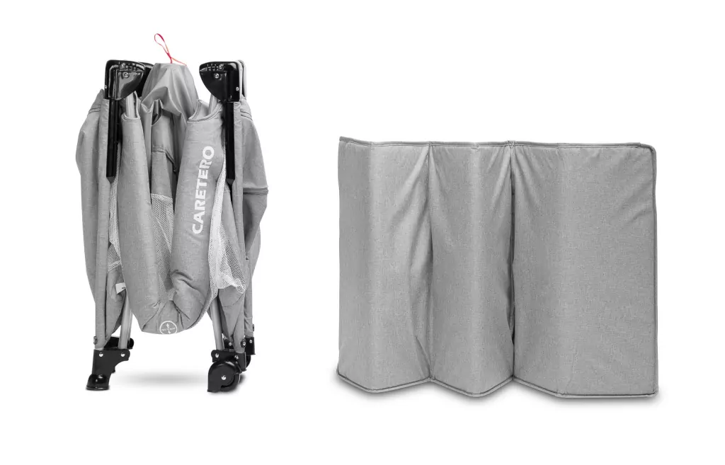 Caretero Łóżeczko turystyczne Esti opuszczany bok szare - tantis.pl