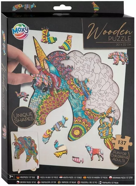 Drewniane puzzle 2D Jednorożec 137el. - tantis.pl