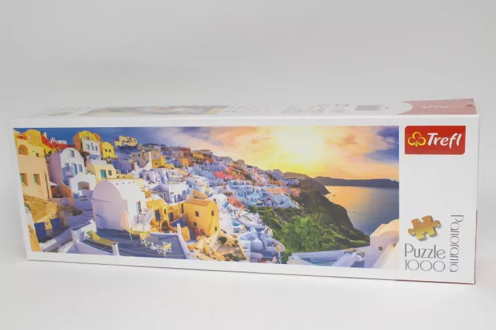 Puzzle 1000. Panorama. Zachód słońca na Santorini - tantis.pl