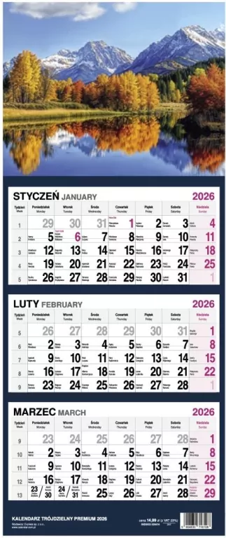 Kalendarz 2026 Trójdzielny Premium MIX - tantis.pl