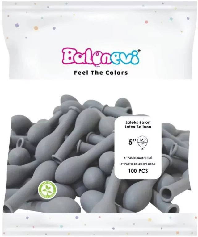 Balony lateksowe Pastel szare 12cm - tantis.pl