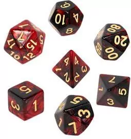 Komplet kości REBEL RPG - Dwukolorowe - Karminowo-czarne - tantis.pl