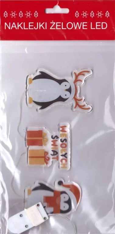 Żelowe naklejki dekoracyjne LED Wesołych... - tantis.pl