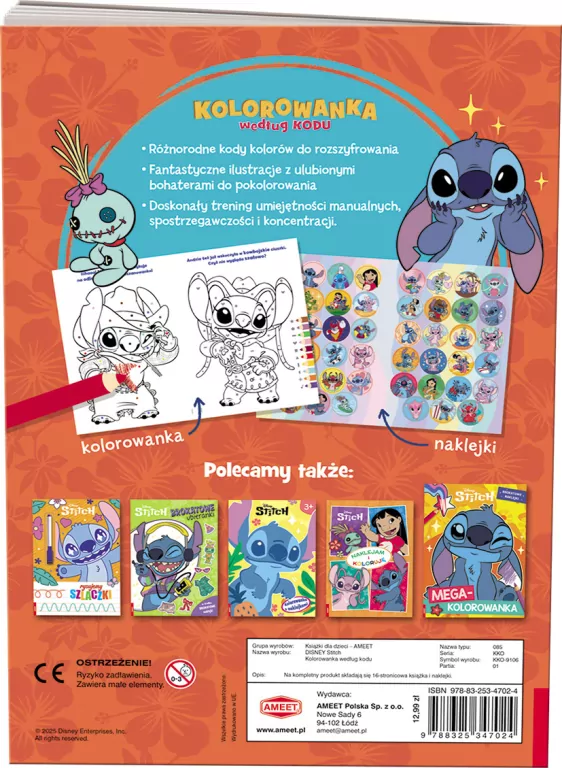Kolorowanka według kodu. Disney Stitch - tantis.pl