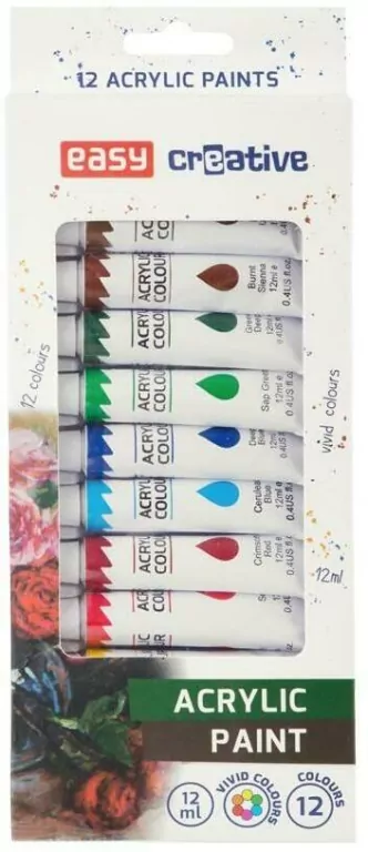 Farby akrylowe 12 kolorów - tantis.pl