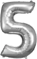 Balon foliowy cyfra 5 srebrna 57x86cm - tantis.pl