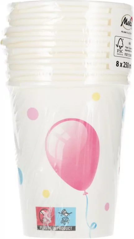 KUBEK PAP 250ML BALONY 053101 PM OP8SZT - tantis.pl